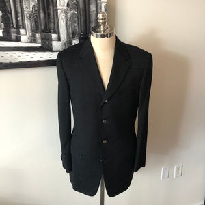 Versace Black Patterend Wool Four Button Blazer